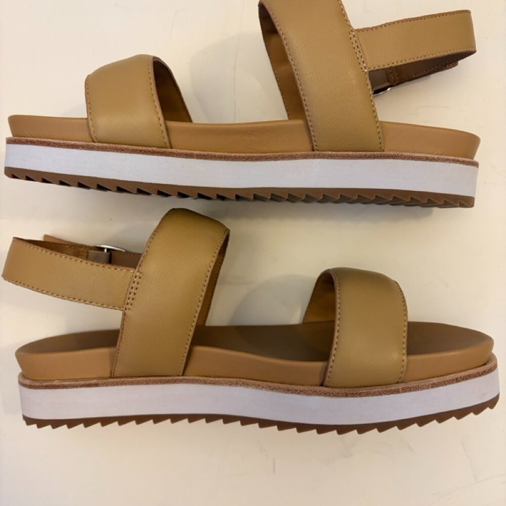 NWT Quince Women Italian Leather Platform Sandal Cashew Tan Shoes 7 - Picture 6 of 11